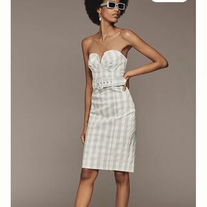 NWT Maeve Strapless Sweetheart Fitted Midi Dress Mint Size L